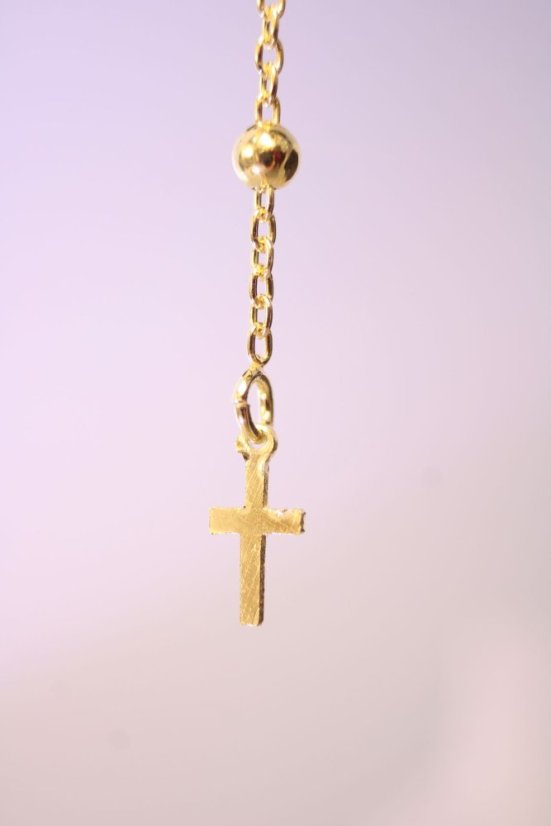 Náramok ruženec s výraznými hladkými guľôčkami z pozláteného striebra, 18,5cm, 3,27g, 925/1000 - Materiál: Pozlátené striebro, Dĺžka náramku (cm): 18,5, Váha (g): 3,27, Rýdzosť: STRIEBRO 925/1000