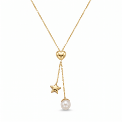 Celebritka-Srdce-Hviezda-Perla-Brúsený Anker-Žlté zlato-14k