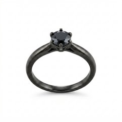 Zlatý prsteň s rutheniom a čiernym diamantom 0,65 ct - 14 karátov