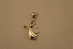 Prívesok- anjelik- číre zirkóny- žlté zlato- 14K