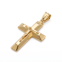 Prívesok-Kríž s Ježišom-Žlté zlato-14k