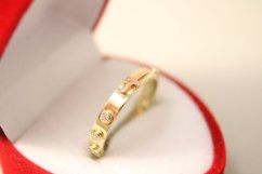 Prsteň- ruženec s krížikom- číre zirkóny-kombinované zlato- 14 karátov