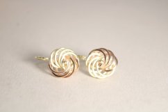 Náušnice bicolor- klasické zapínanie- viacfarebné zlato- 14 karátov