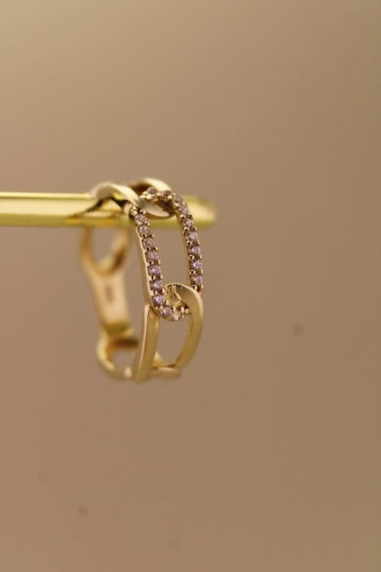 Zlatý prsteň - Reťaz - Číre zirkóny - Žlté zlato - 14k
