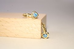 Detské náušnice-modrý zirkón-žlté zlato-patent-14 karátov