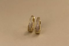 Náušnice- kruhy- číre zirkóny- pozlátené striebro