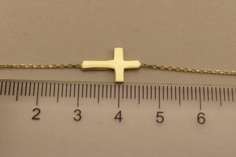 Zlatý náramok - Hladký krížik - 14k - Žlté zlato
