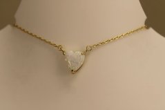 Retiazka- Anker- opálové srdiečko- pozlátené striebro