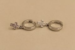 Náušnice - kruhy - krížiky - číre zirkóny -rhodium - striebro