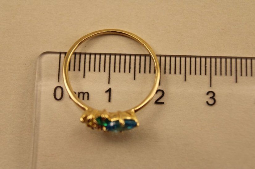 Prsteň-farebné zirkóny-žlté zlato-14 karátov