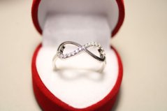 Prsteň-nekonečno-číre zirkóny-rhodium-striebro