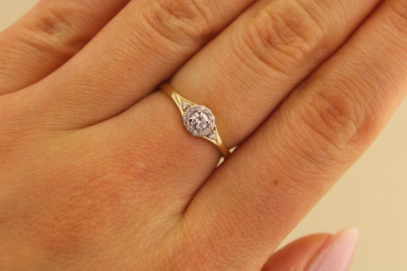 Prsteň- brilianty-H/Si2- viacfarebné zlato- 14 karátov