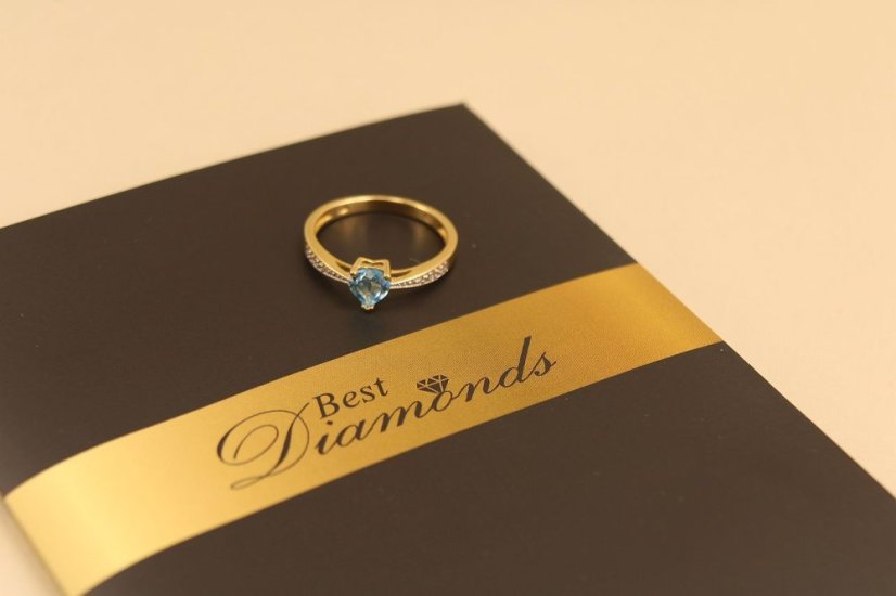 Prsteň - Topás - Diamanty 0,03 ct - SI2-H - žlté zlato - 14K