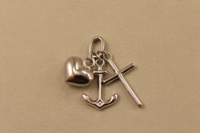 Prívesok- srdce- kotva- kríž- rhódiované striebro