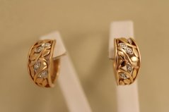 Náušnice- kruhy- diamanty- zacvakávacie zapínanie- rúžové zlato- 14K