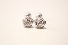Strieborné náušnice šrúbovacie ružičky, rhodium, 1,47 g, 925/1000