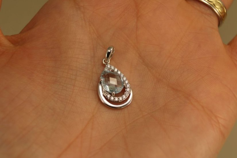Prívesok - Topás - číre zirkóny - rhodium - striebro