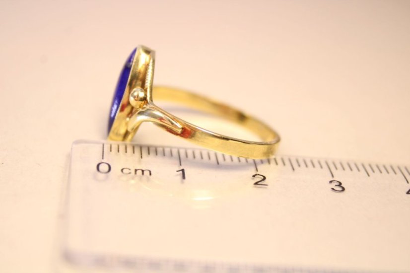 Zlatý prsteň s Lapis Lazuli žlté zlato, veľkosť 60, 2,65 g, 14 karátov, 585/1000