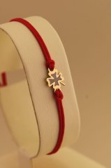 Šnurkový náramok - Štvorlístok - Matný prvok - Žlté zlato - 14k