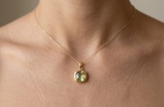 Prívesok-zelený Ametystom-žlté zlato-14 karátov