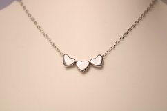 Strieborný náhrdelník TRI SRDIEČKA, rhodium, 43-48 cm, 2,14 g, 925/1000