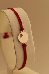 Šnúrkový náramok - Srdce v kruhu - Žlté zlato - 14k