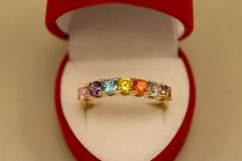Prsteň- farebné zirkóny- žlté zlato- 14 karátov