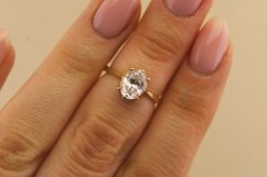 Zlatý prsteň  - Oválny zirkón - Číry - Žlté zlato - 14k