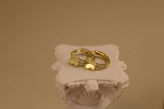 Náušnice - minimalistické krúžky - motýľ a číre zirkóny - pozlátené striebro