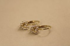 Náušnice- srdiečka- číre zirkóny- brizúra- žlté zlato-14 karátov