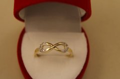 Prsteň- nekonečno- číre zirkóny- viacfarebné zlato- 14K