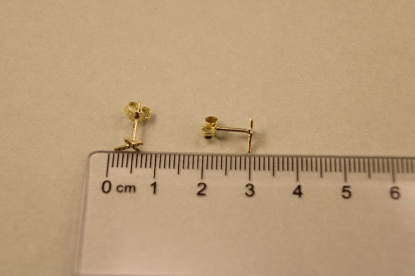 Náušnice-v tvare krížika-puzetky-žlté zlato-14K