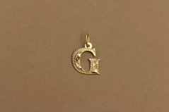 Prívesok - písmeno G - gravír - žlté zlato - 14 karátov