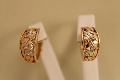 Náušnice- kruhy- diamanty- zacvakávacie zapínanie- rúžové zlato- 14K