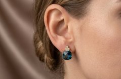 Zlaté náušnice-topás-diamanty 0,045 ct G-H/SI-žlté zlato-francúzsky patent-14K