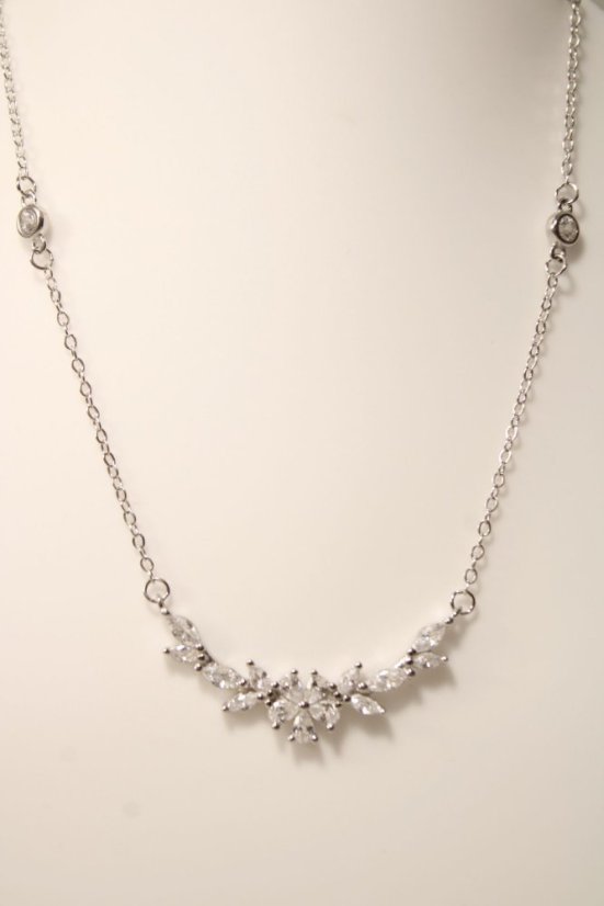 Strieborný náhrdelník so zirkónmi, rhodium, 43-48 cm, 2,58 g, 925/1000