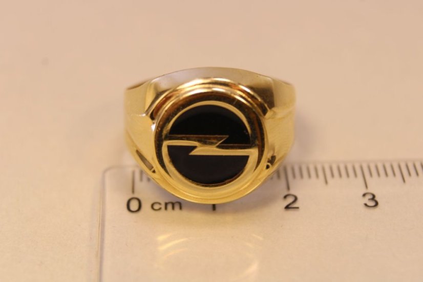 Prsteň - logo OPEL- žlté zlato-14 karátov