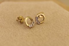 Náušnice- kolieska s briliantmi-puzetky- viacfarebné zlato- 14 karátov