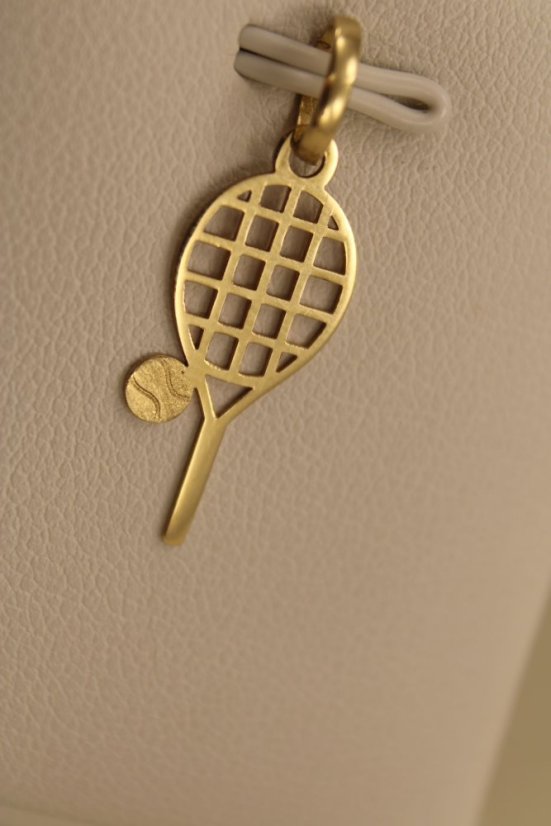 Prívesok- tenisová raketa s loptičkou- žlté zlato- 14K