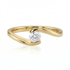 Prsteň- biely diamant- 0,09 ct H/Si2- žlté zlato- 14 karátov