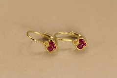 Náušnice-srdiečko-rúžový zirkón- brizúra- pozlátené striebro