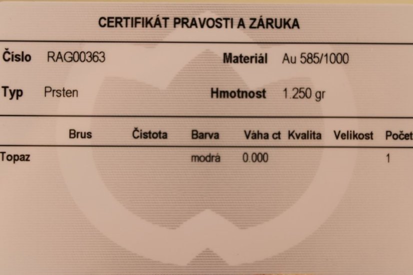 Prsteň- Topás- zirkóny- žlté zlato- 14 karátov