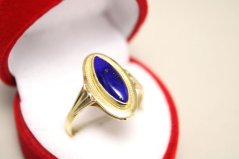 Zlatý prsteň s kameňom Lapis Lazuli žlté zlato, veľkosť 58, 2,88g, 14 karátov, 585/1000