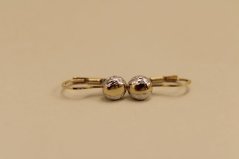 Náušnice - gravírovaná guľôčka - patent - viacfarebné zlato -14K