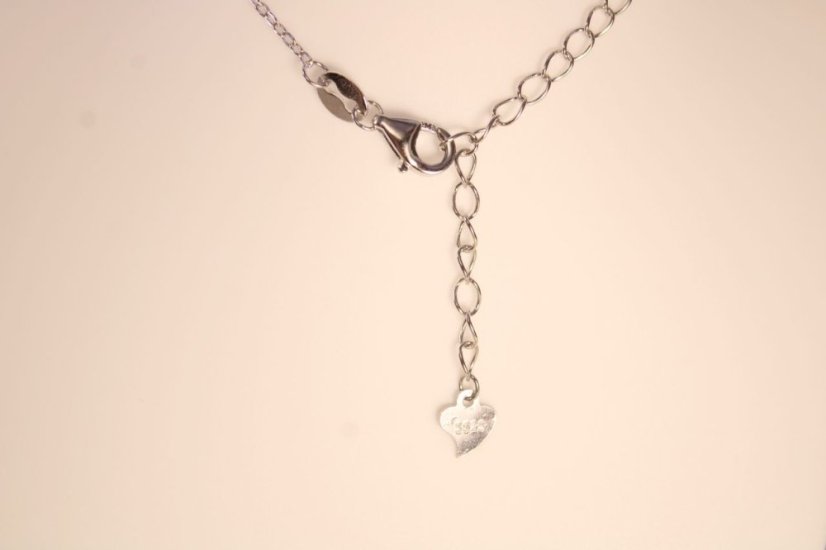 Náhrdelník- ďatelinka- farebné zirkóny- rhódiované striebro