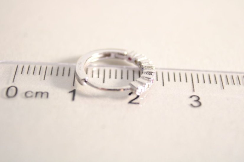 Strieborné náušnice kruhy s farebnými kamienkami zirkóna, zacvakávacie zapínanie, rhódium, 1,20g, 925/1000