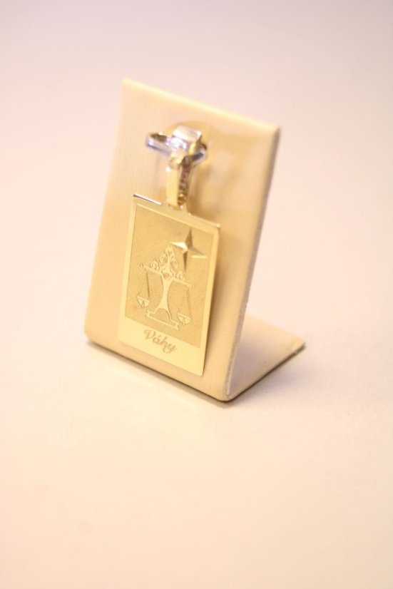 Zlatý prívesok so znamením Váhy, lesklo-matný, žlté zlato, 1,61 g, 14K 585/1000