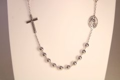 Strieborný ruženec náhrdelník na krk, rhodium, 47,5 cm, 12,80 g, 925/1000