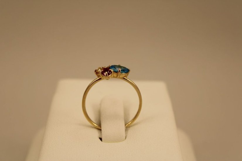 Prsteň-farebné zirkóny-žlté zlato-14 karátov