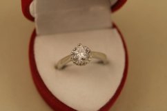 Prsteň - číry zirkón - rhodium - striebro